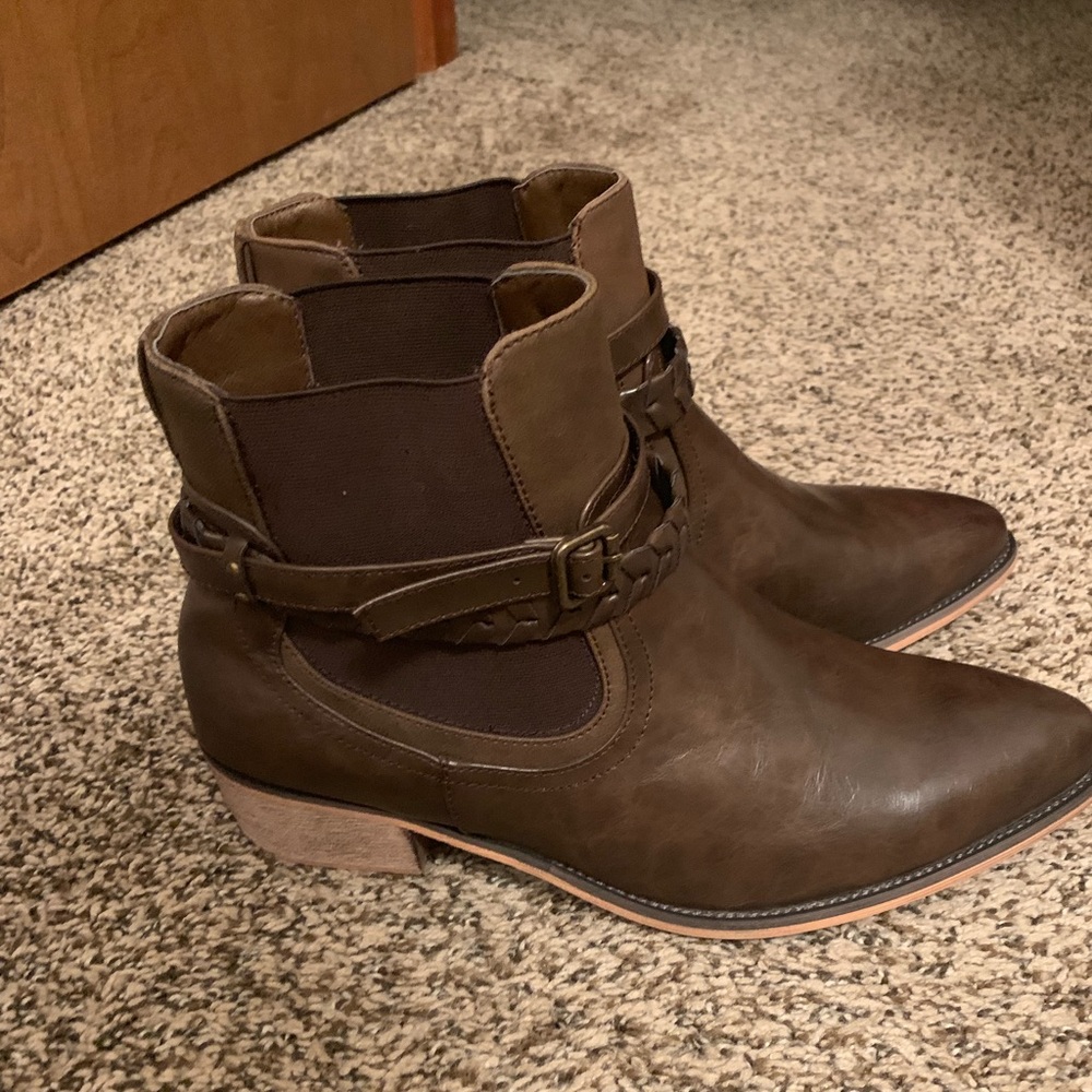 Maurices slip on brown booties
